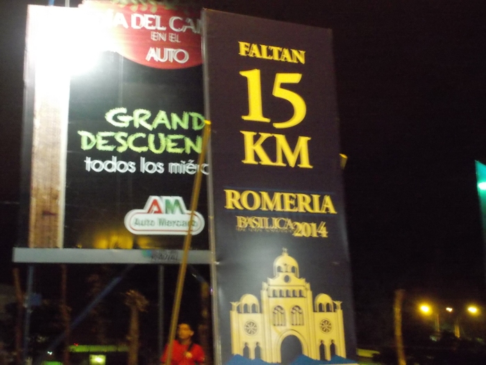 There were distance markers every kilometer once we joined the main route.  The first sign I saw showed 16 km to go,
